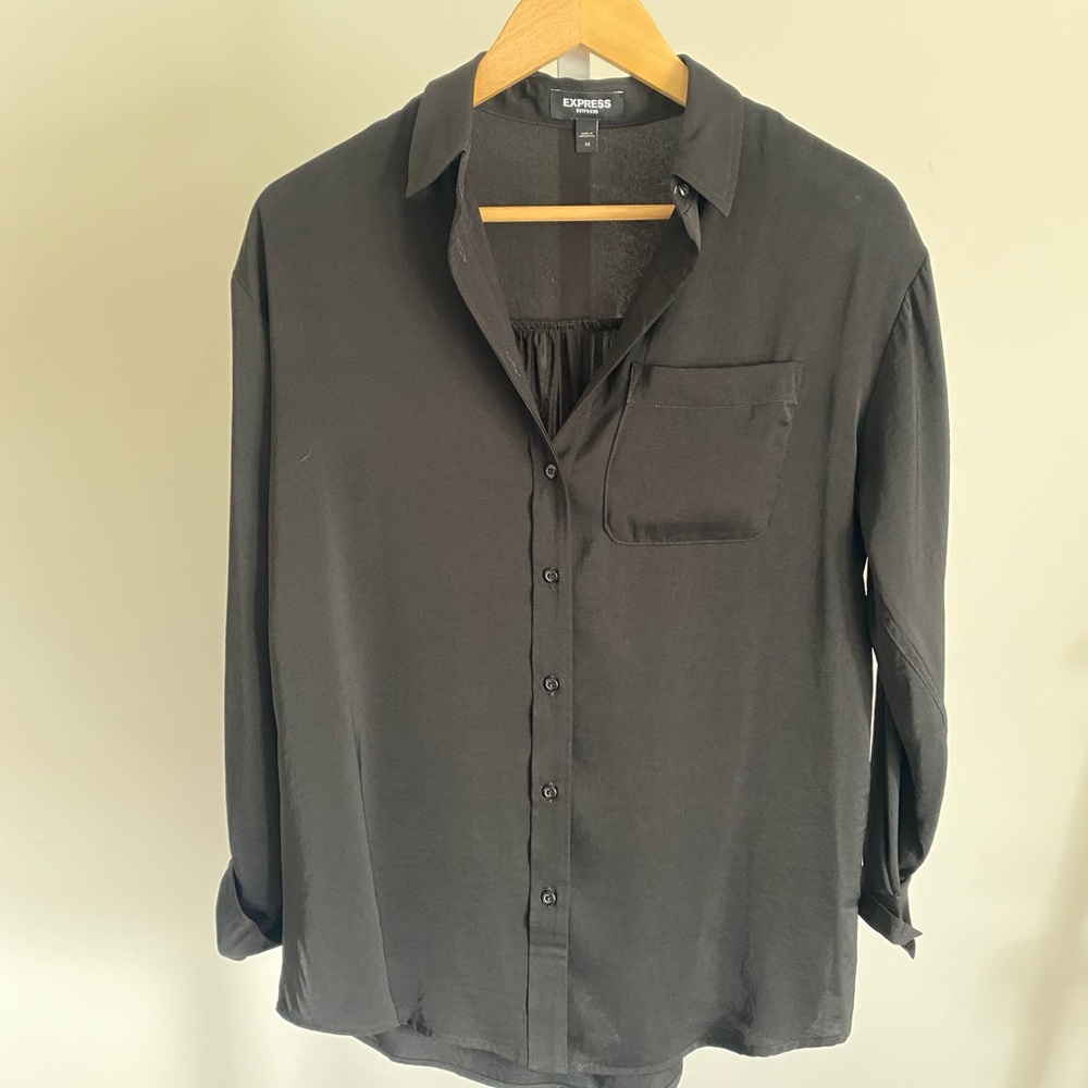 Express Black Casual Button Down Shirt